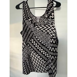 Travelers by Chico’s Zebra Print Stretch Top – Size 3 (XL) Black & White